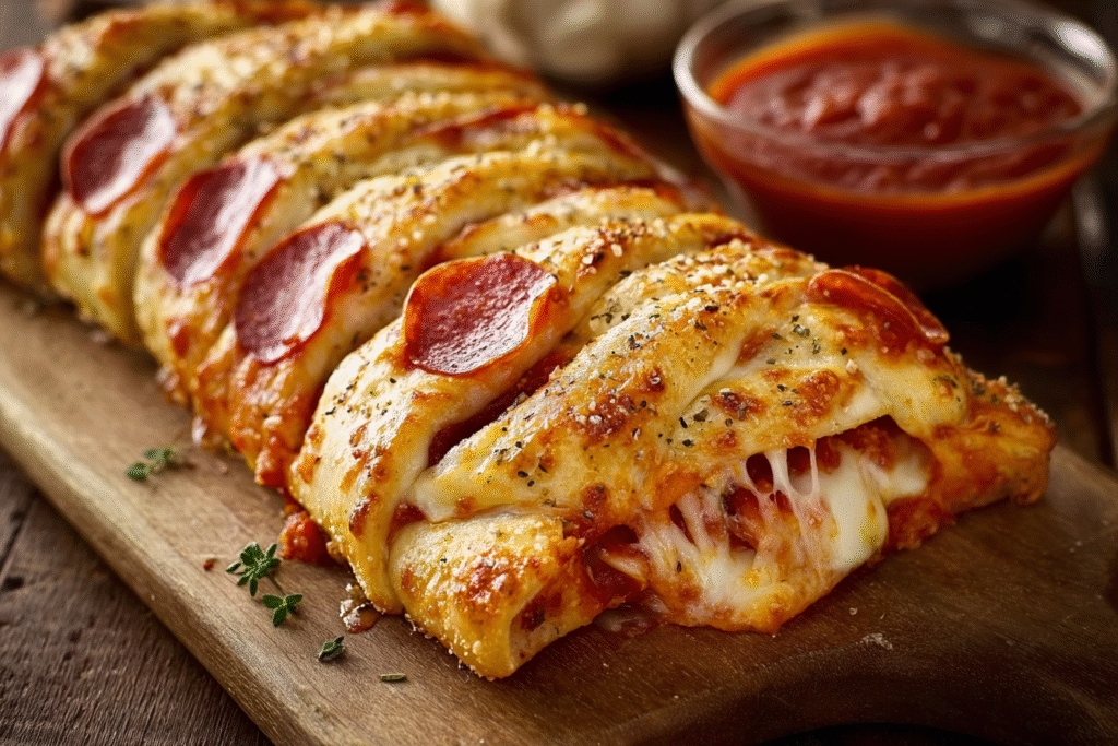 Cheesy Pepperoni Pizza Braid