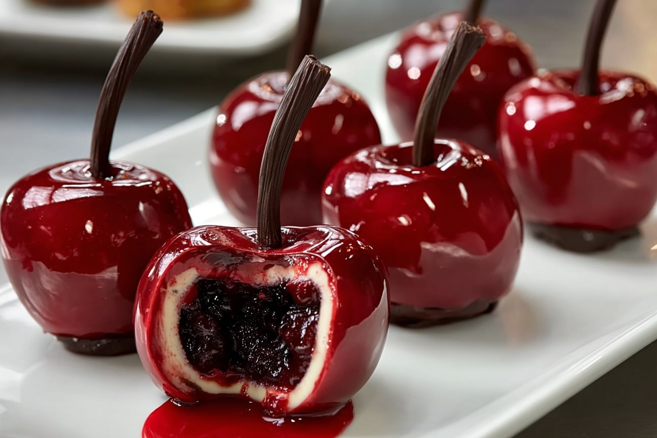 Cherry Mirror Glaze Mousse Domes