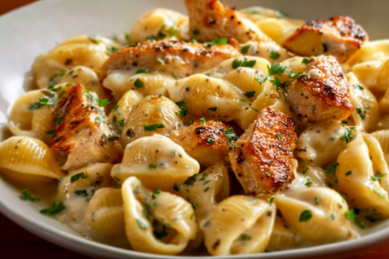 Creamy Garlic Parmesan Chicken Shells