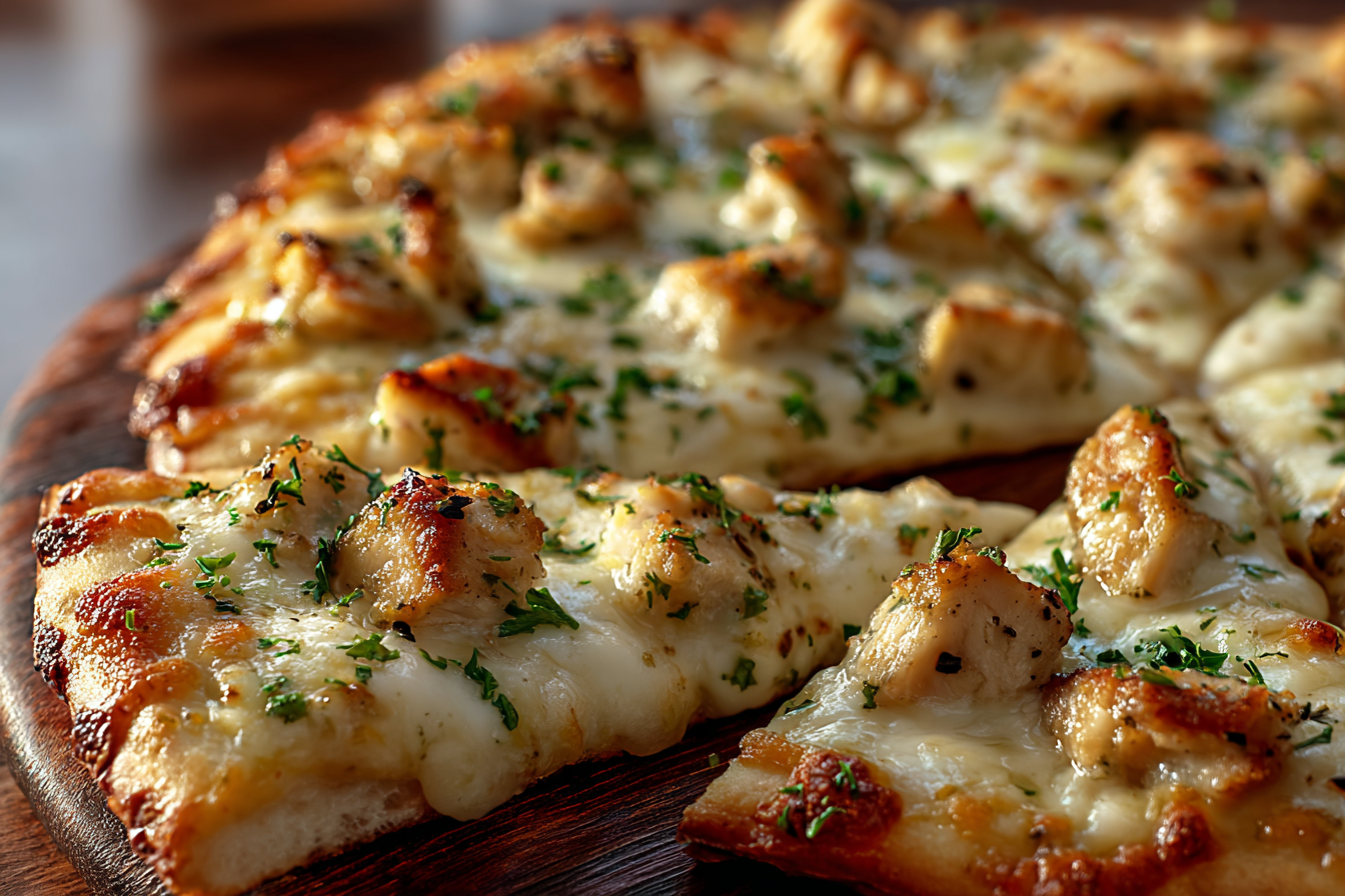 Garlic Chicken Alfredo Pizza