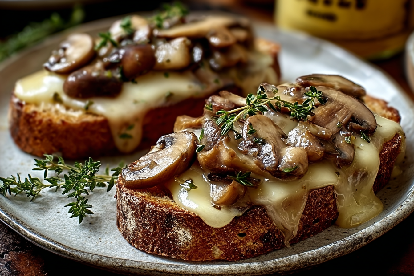 Garlic Mushroom & Melted Cheese Toasts