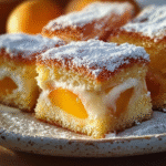 Peach & Cream Sponge Cake Squares