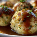 Savory Mashed Potato Balls with Gravy