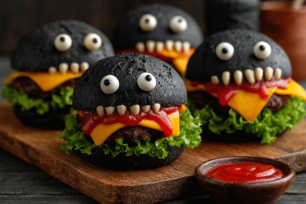 Spooky Black Monster Burgers