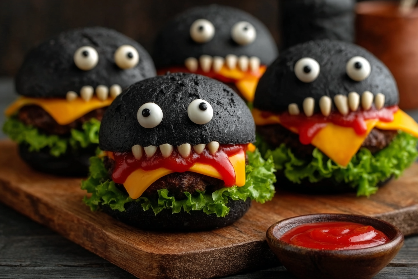 Spooky Black Monster Burgers