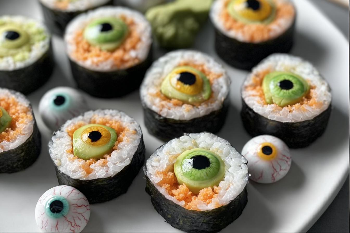 Spooky Eyeball Sushi Rolls