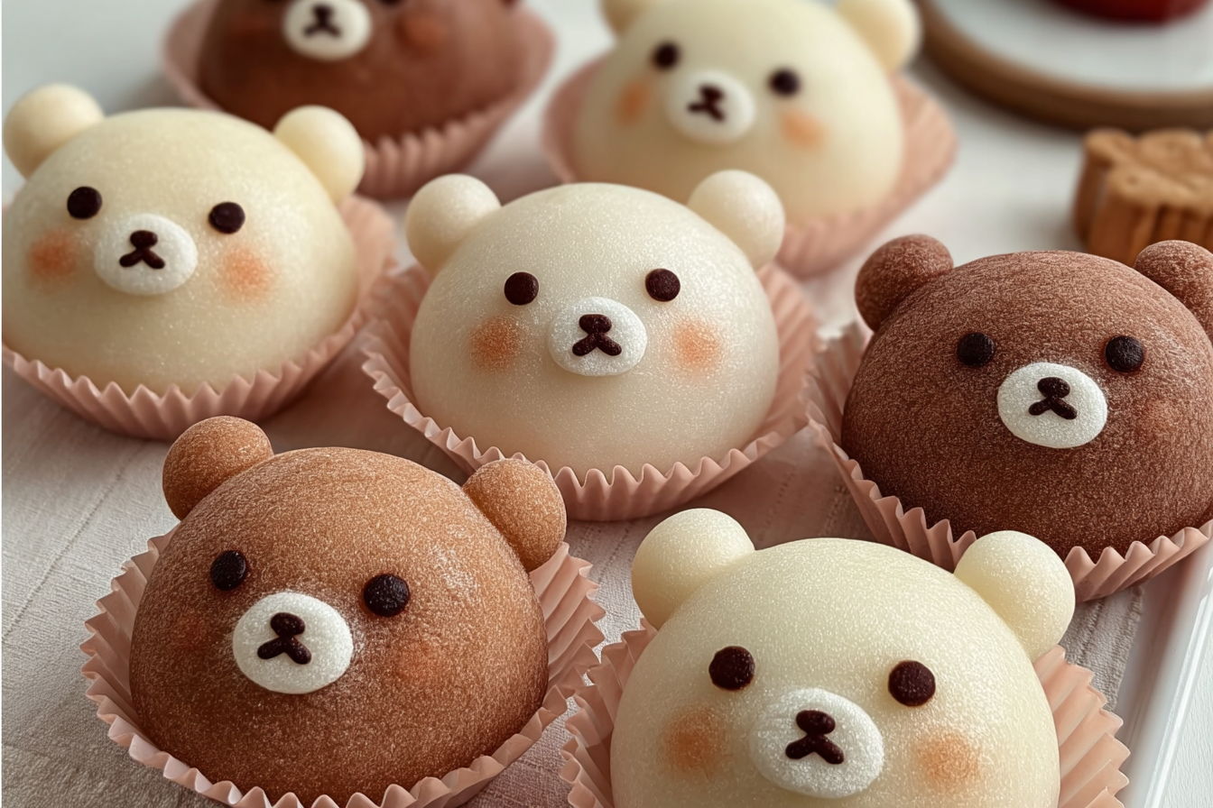 Bear-Shaped Mochi Cream Buns