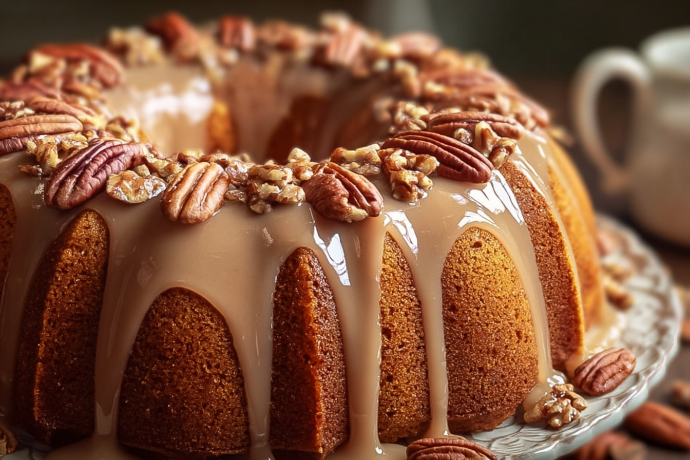 Brown Sugar Pecan Bundt Cake with Maple Glaze