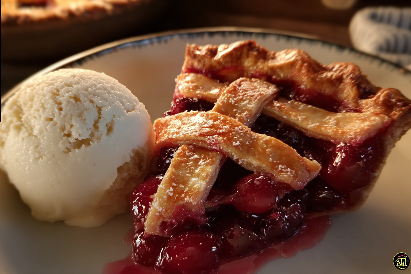 Classic Cherry Pie with Vanilla Ice Cream