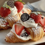Cream-Filled Croissants with Strawberries & Mini Oreos