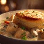 Creamy Chicken Pot Pie Stew with Biscuit Top