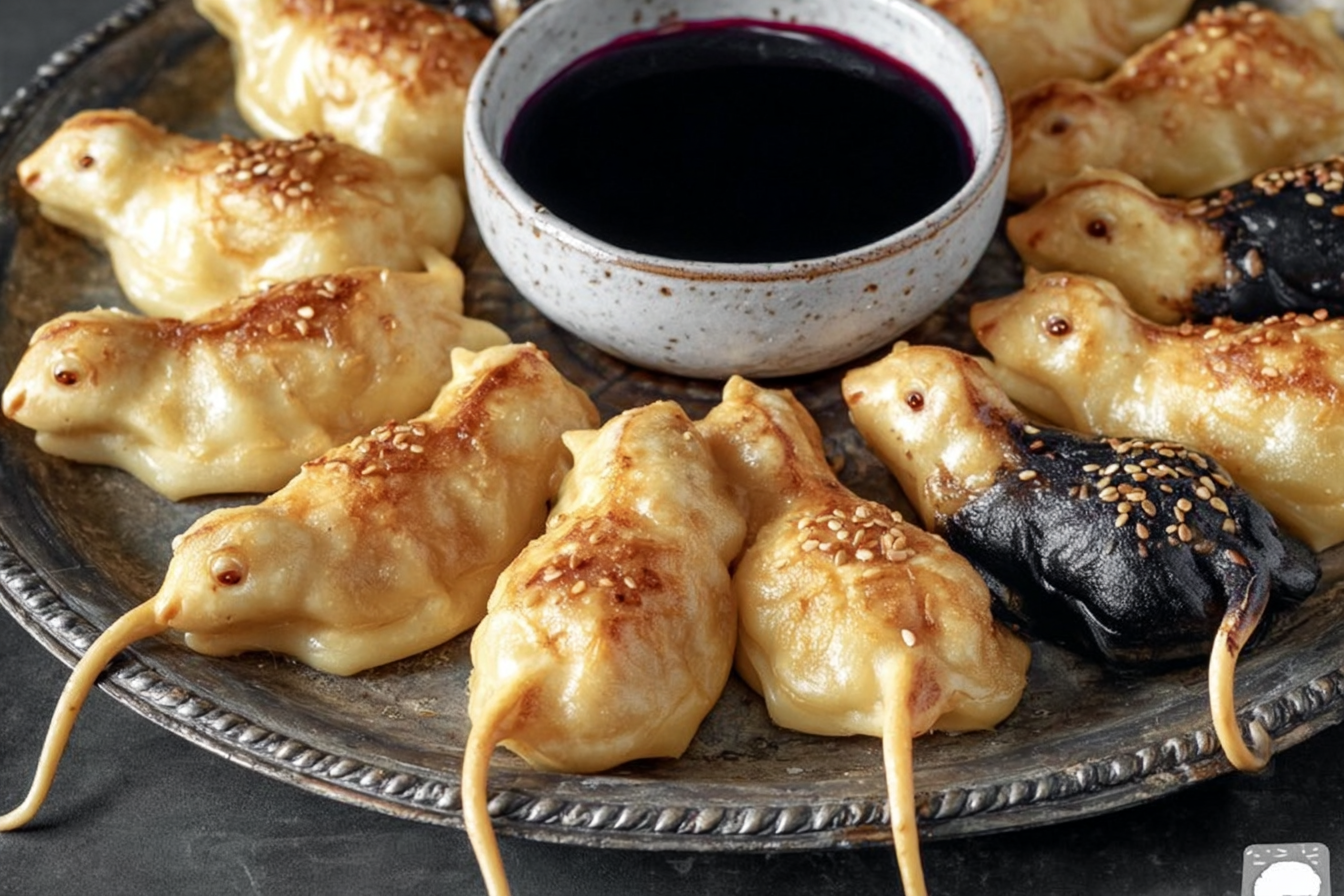 Creepy Rat Dumplings with Soy Dipping Sauce