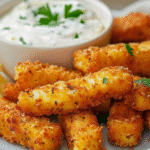 Crispy Fish Sticks with Lemon Garlic Dip