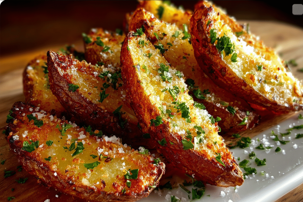 Crispy Garlic Parmesan Potato Wedges