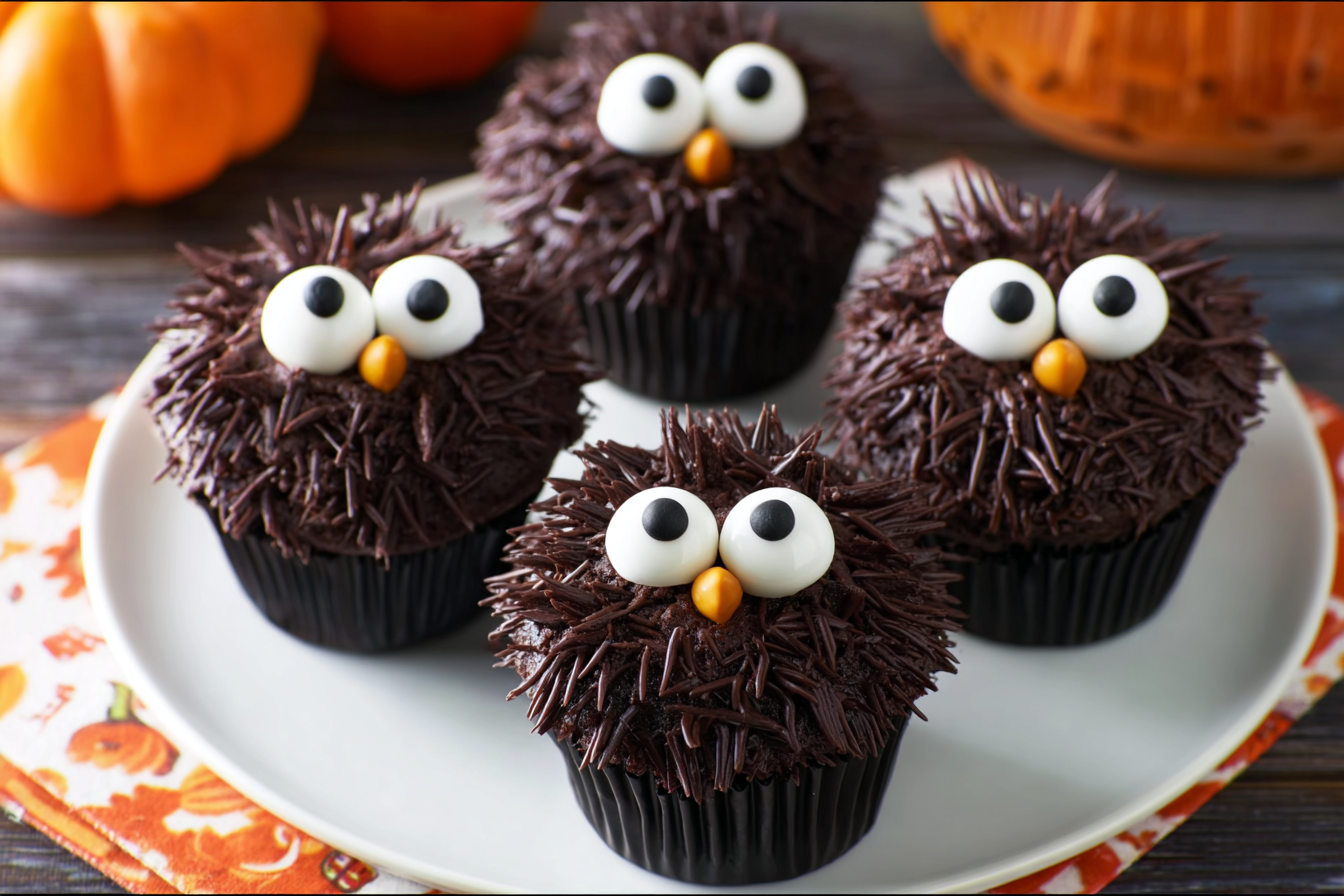 Fuzzy Chocolate Monster Cupcakes
