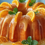 Glazed Orange Bundt Cake with Fresh Citrus & Mint