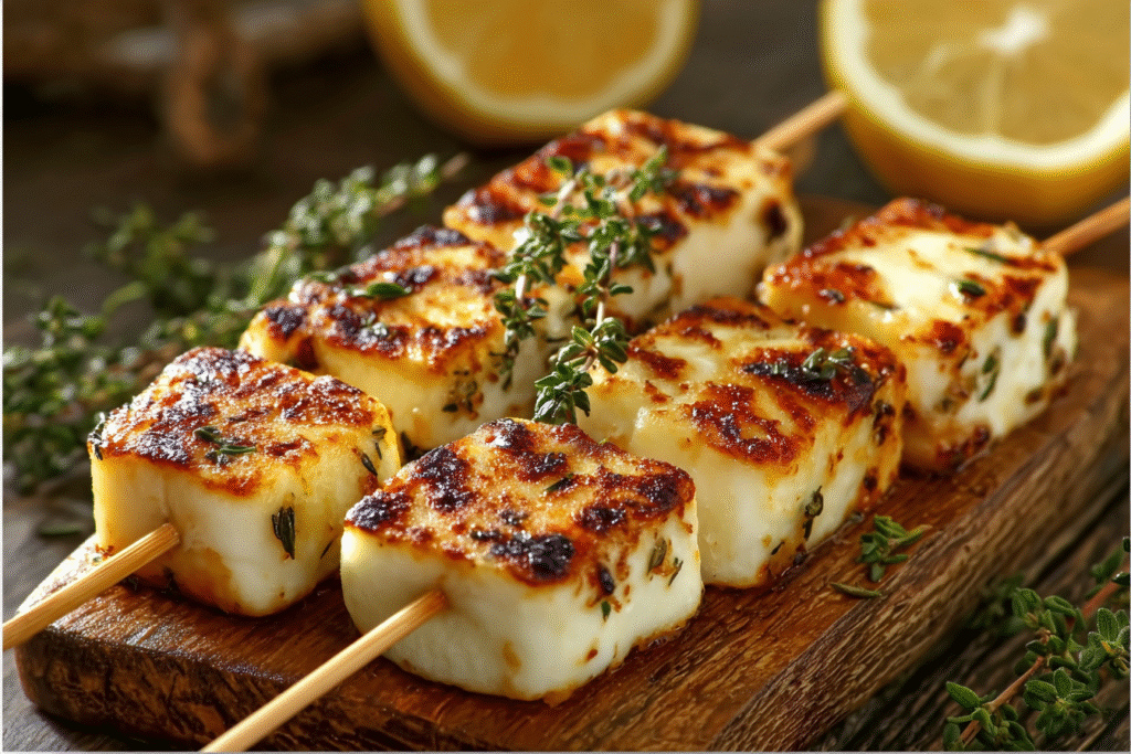 Grilled Halloumi Skewers with Herbs