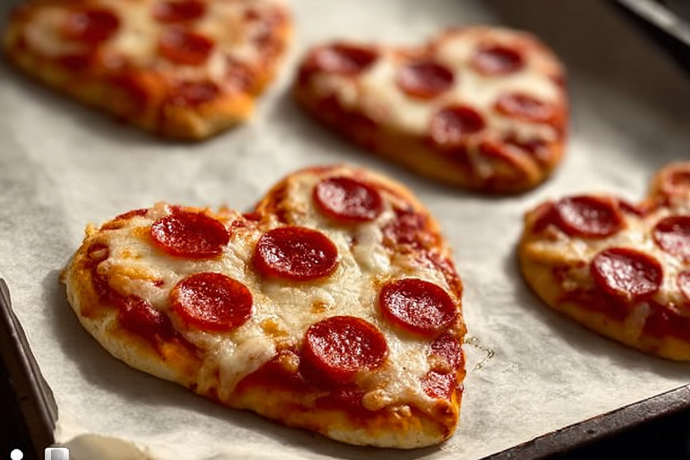 Heart-Shaped Pepperoni Pizzas