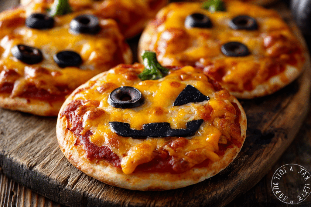 Jack-O’-Lantern Mini Pizzas