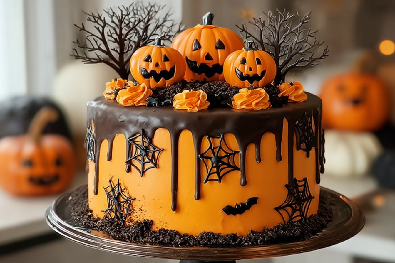 Jack-O’-Lantern Pumpkin Patch Cake