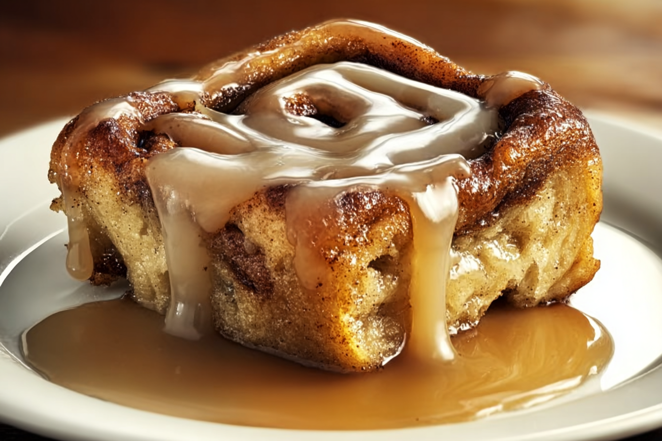 Maple Glazed Cinnamon Roll Bread Pudding