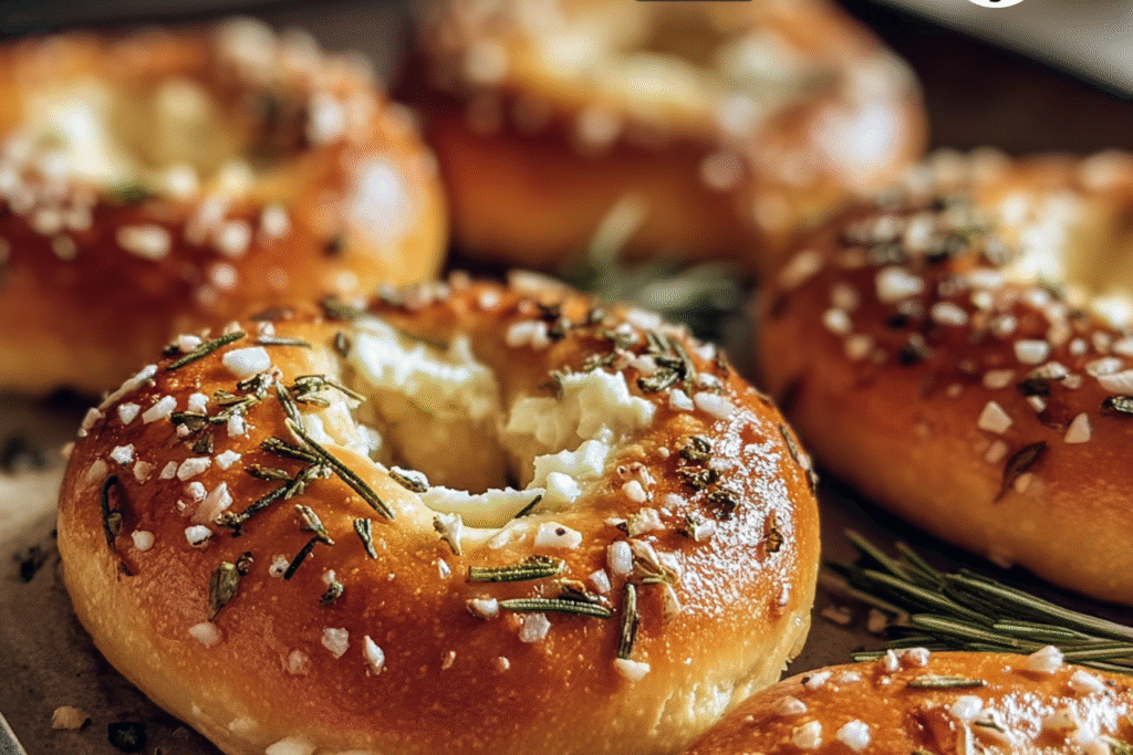 Rosemary Garlic Cream Cheese Bagels