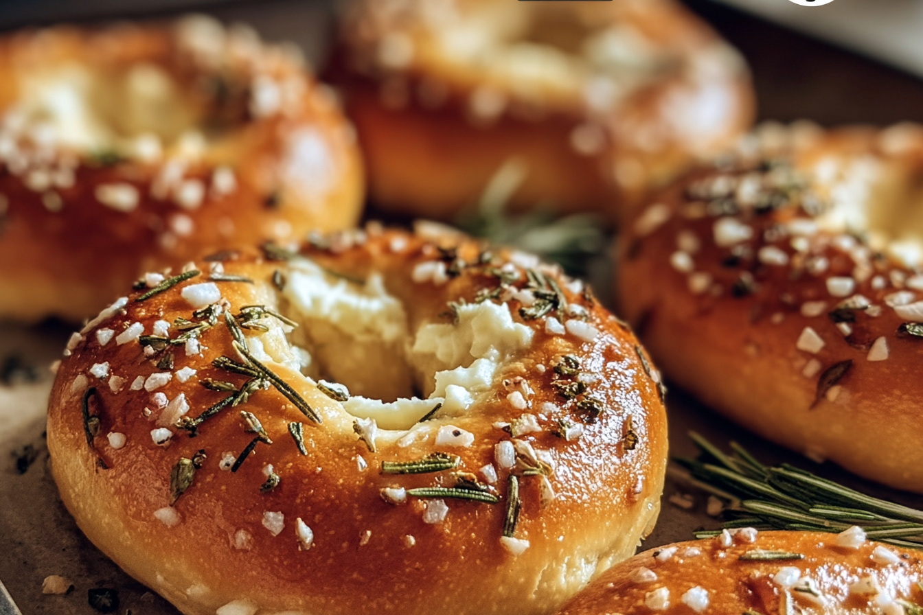 Rosemary Garlic Cream Cheese Bagels