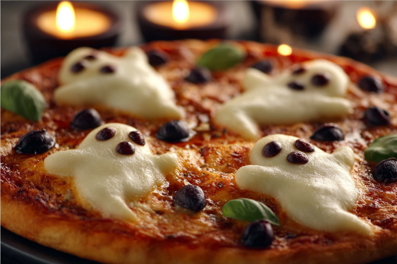 Spooky Ghost Cheese Pizza