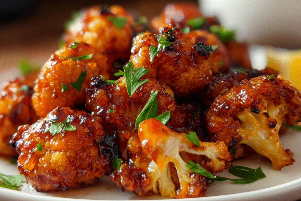 Sticky Honey Garlic Cauliflower Bites