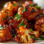 Sticky Honey Garlic Cauliflower Bites