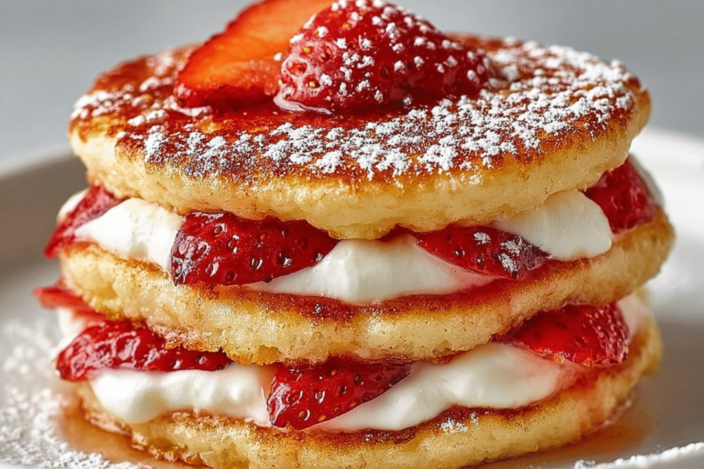 Strawberry Shortcake Pancake Stacks