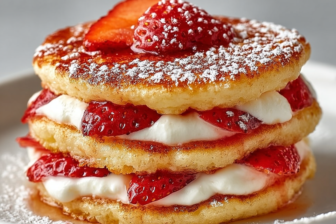 Strawberry Shortcake Pancake Stacks