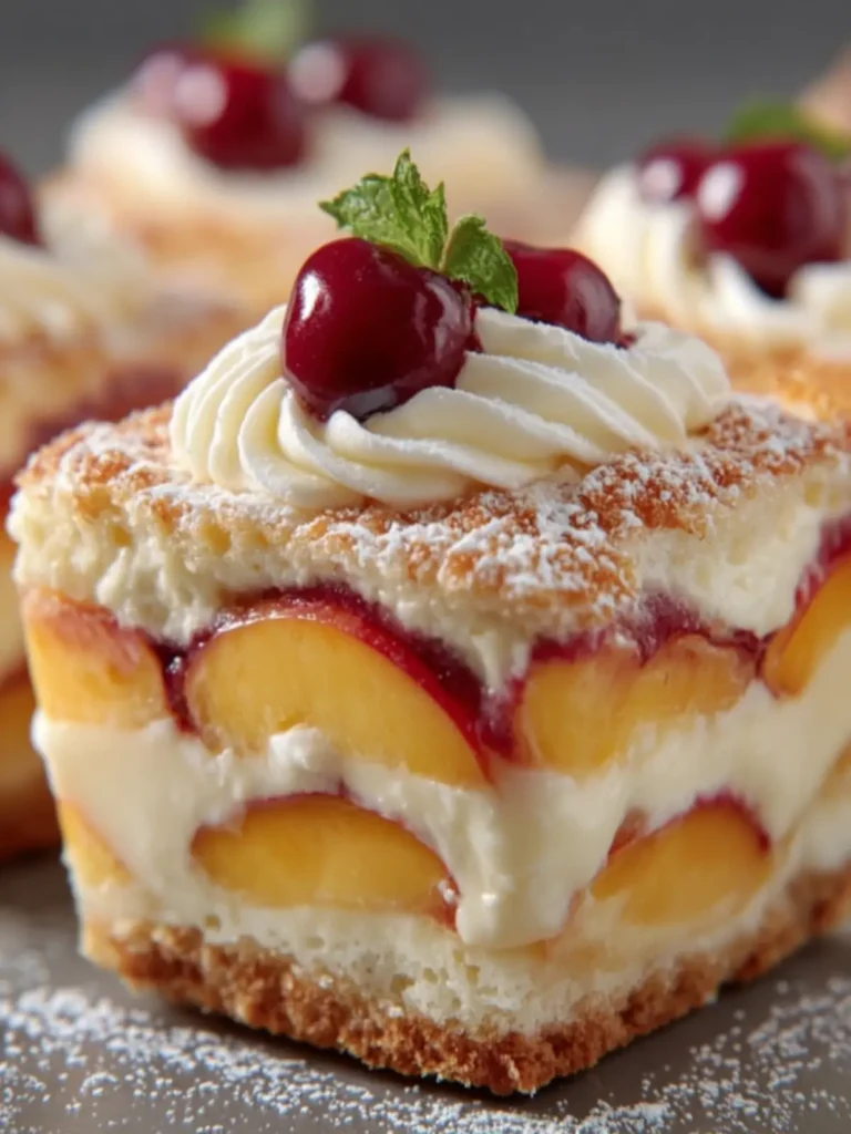 Creamy Peach Layered Dessert First Image