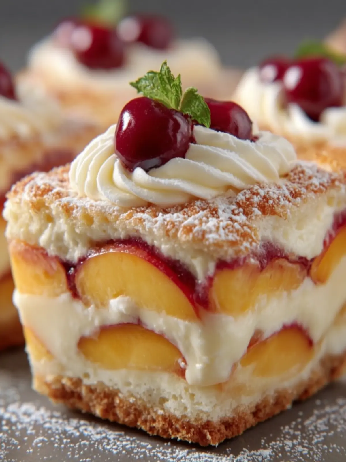 Creamy Peach Layered Dessert First Image