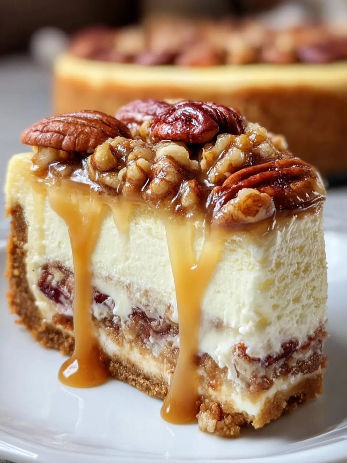 Pecan Caramel Cheesecake Slice First Image
