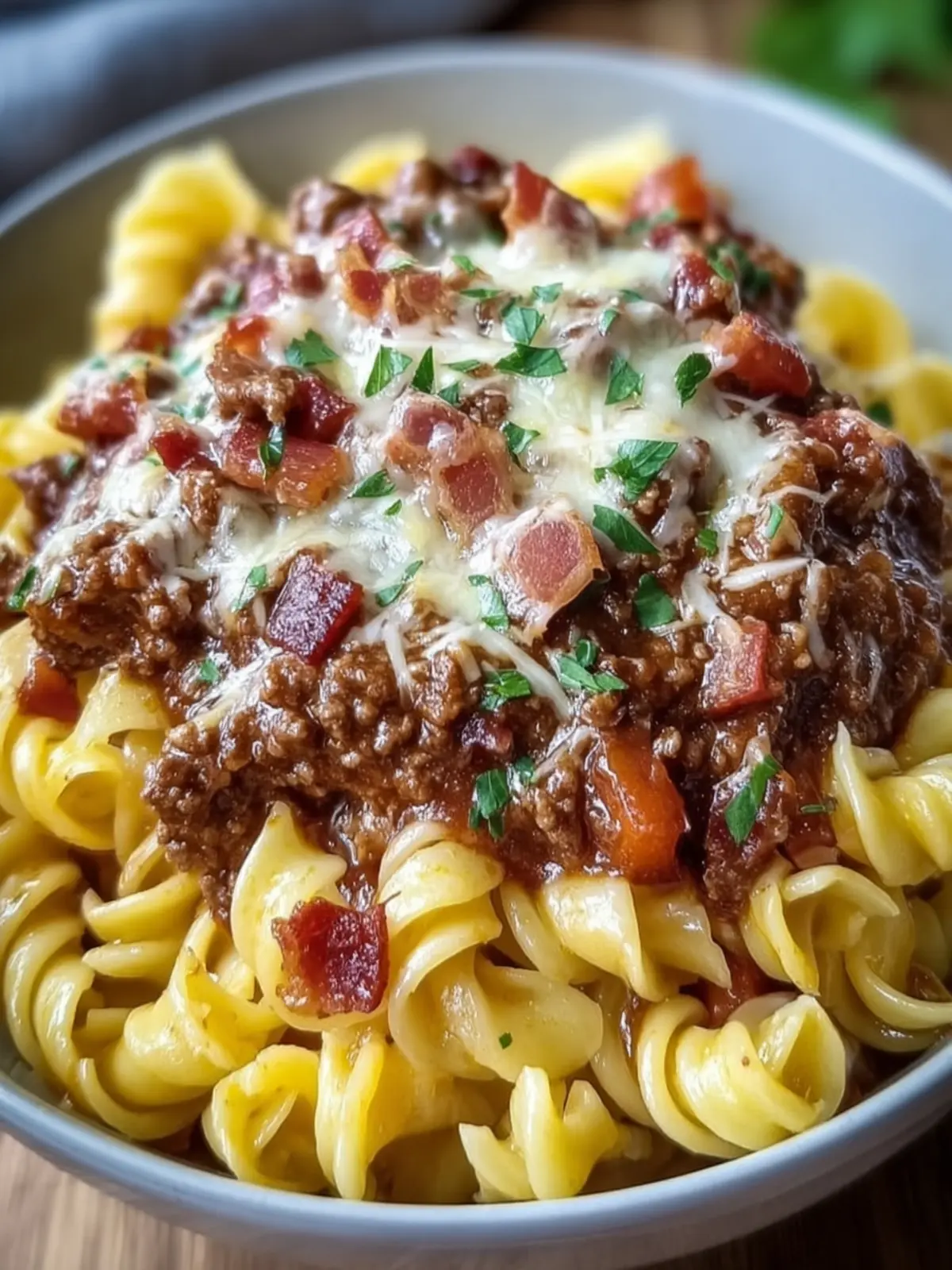 Cheesy Beef and Bacon Pasta First Image