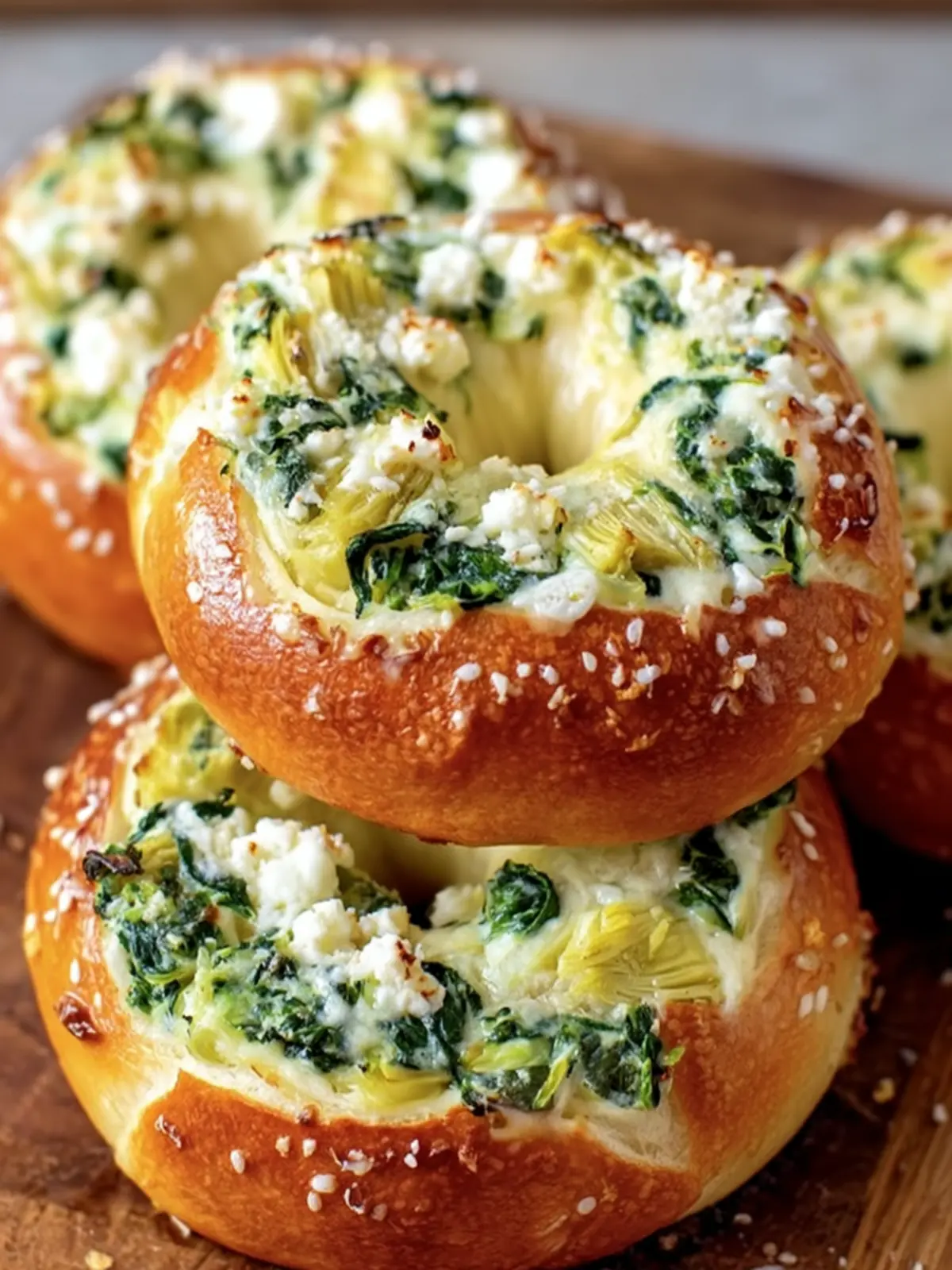 Spinach Artichoke Stuffed Bagels First Image
