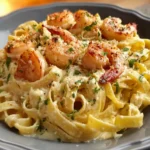 Creamy Shrimp Fettuccine Pasta with Homemade Alfredo Sauce First Image