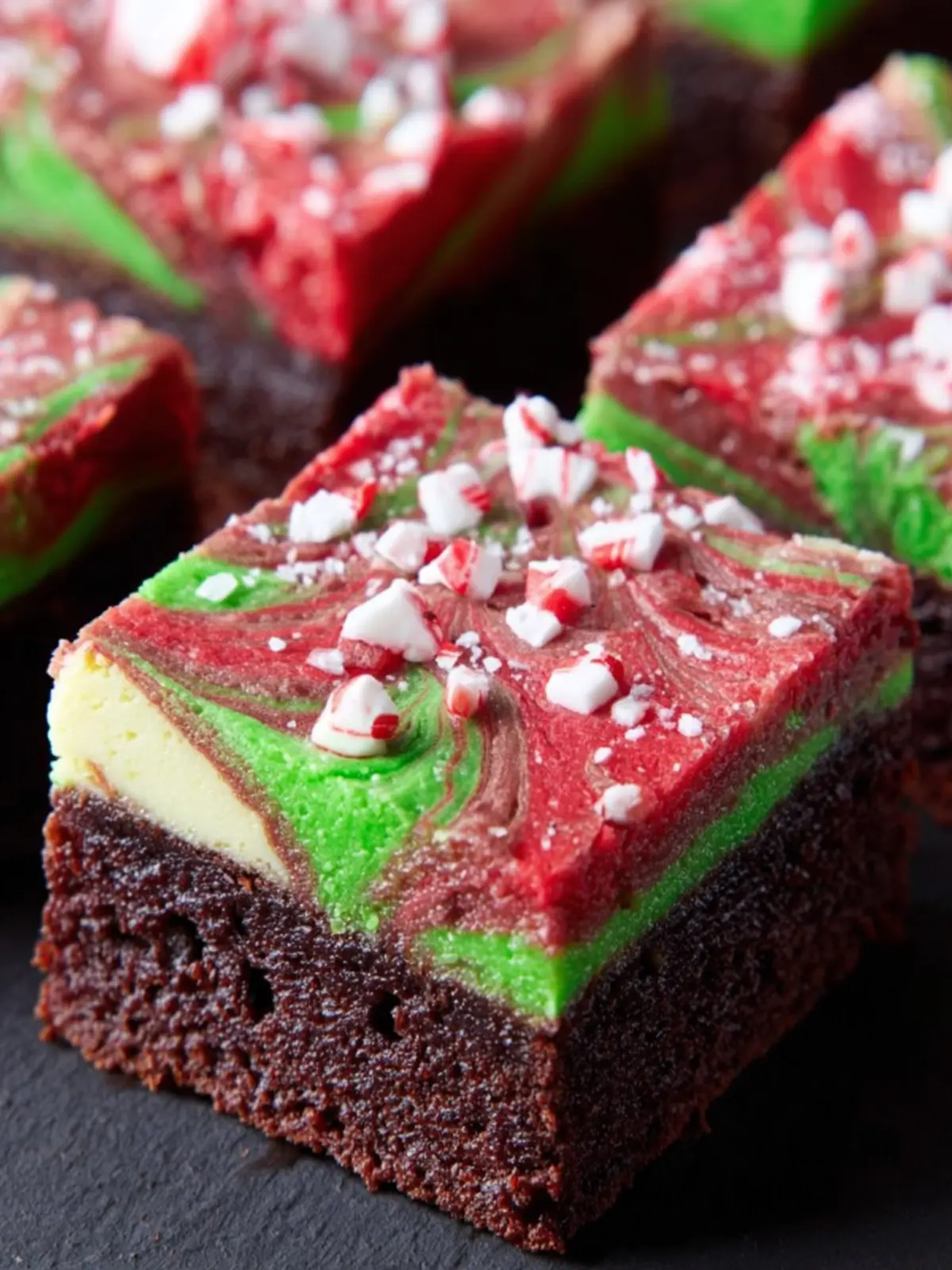 Red & Green Swirled Christmas Brownies First Image