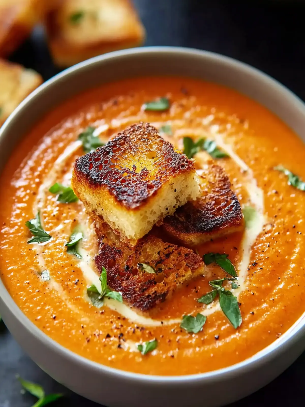 Creamy Tomato Bisque with Grilled Cheese Croutons: An Incredible Ultimate Recipe First Image