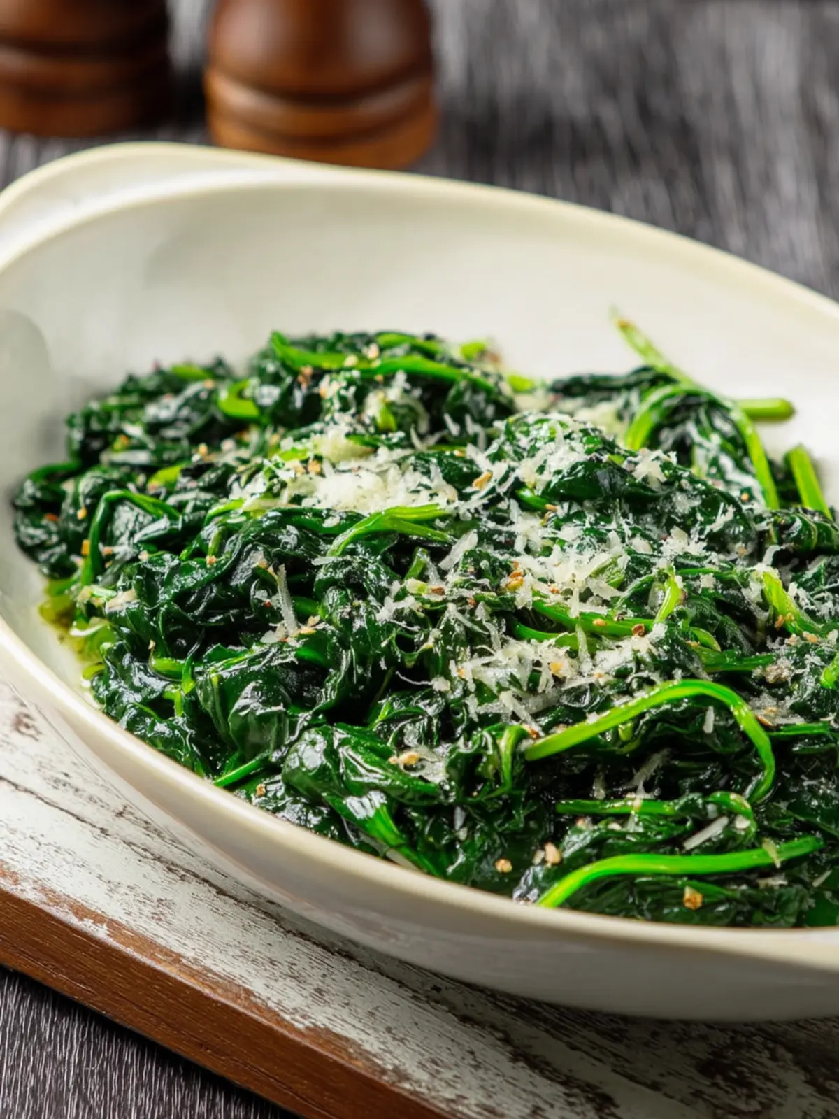 Stir-Fried Spinach with Garlic and Parmesan First Image