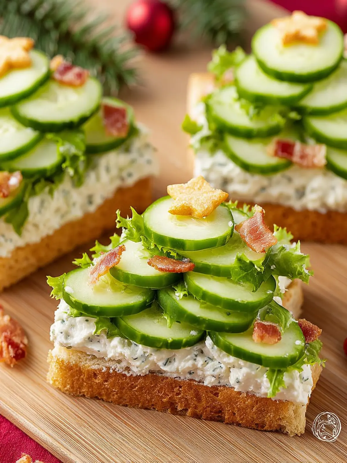 Christmas Tree Cucumber Sandwiches First Image