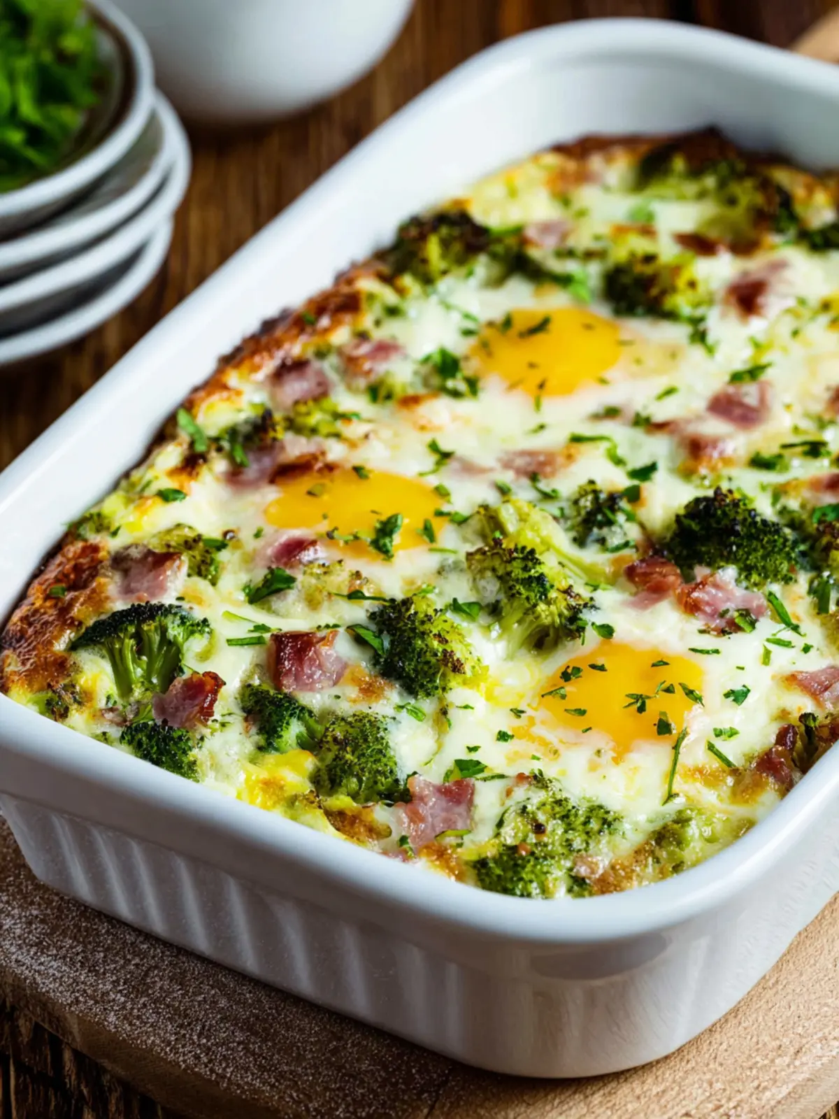 Broccoli, Ham, and Mozzarella Baked with Eggs First Image