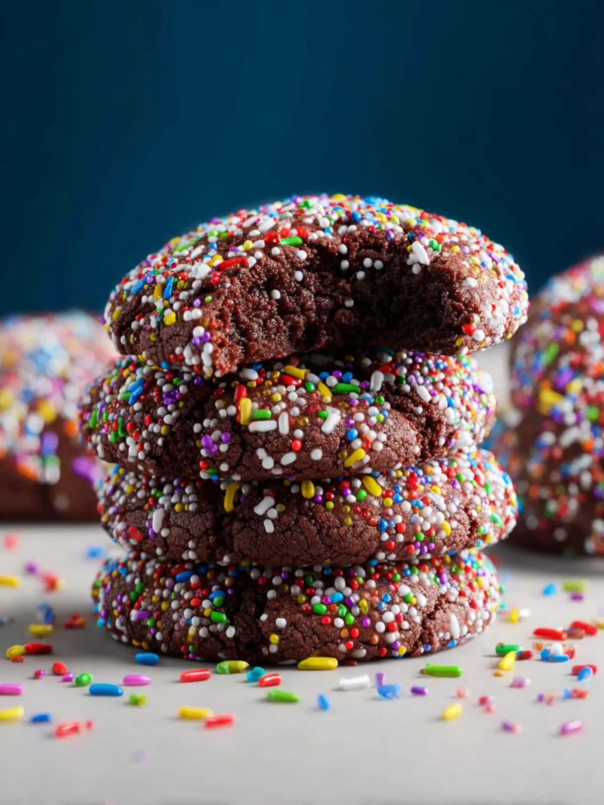 Chocolate Crinkle Sprinkle Cookies First Image