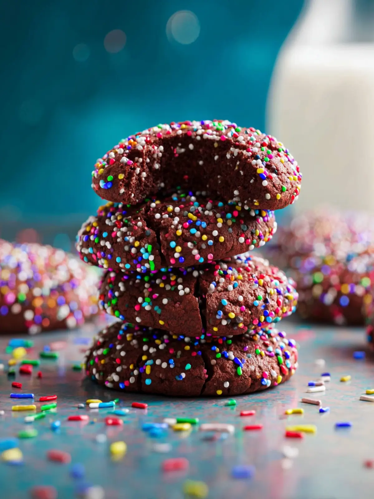 Chocolate Crinkle Sprinkle Cookies Fourth Image tueicn