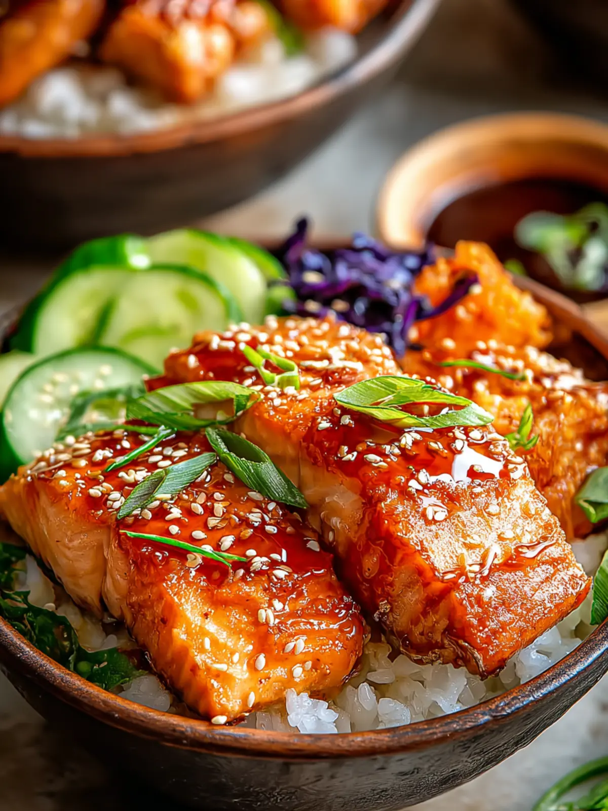 Irresistible Honey Sriracha Salmon Bowls Recipe First Image