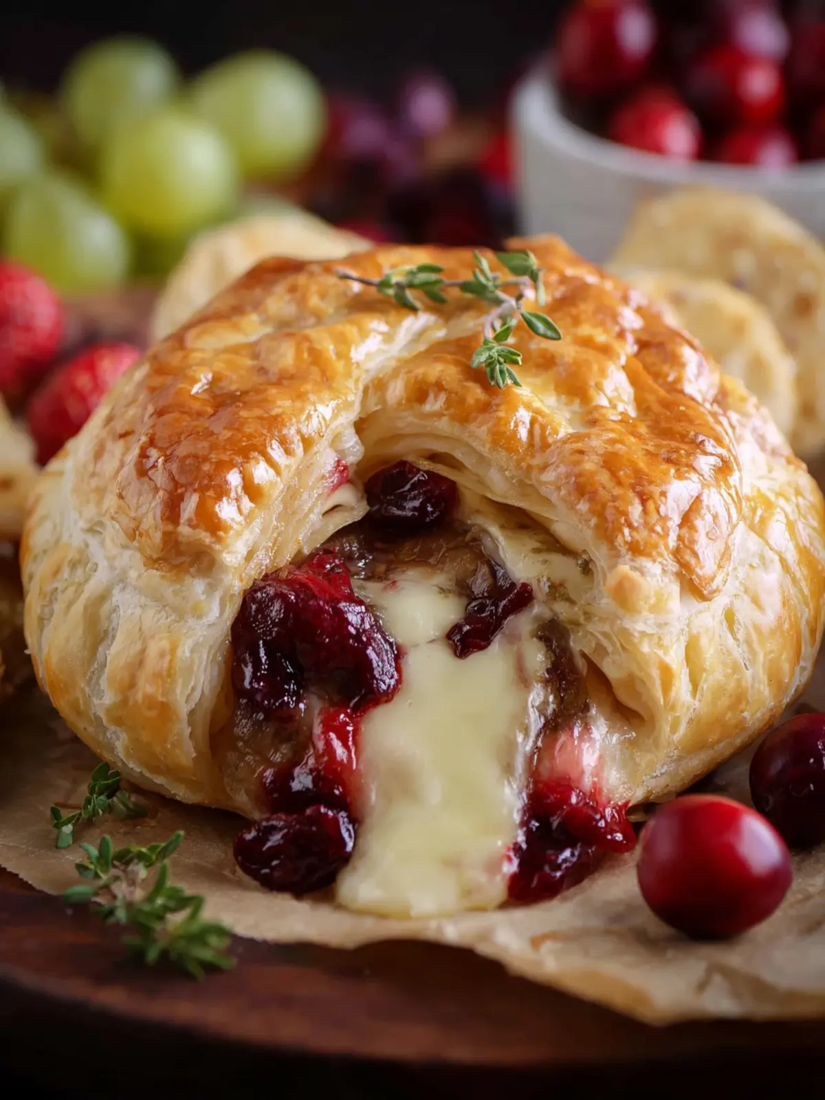 Baked Cranberry and Brie Puff Pastry First Image