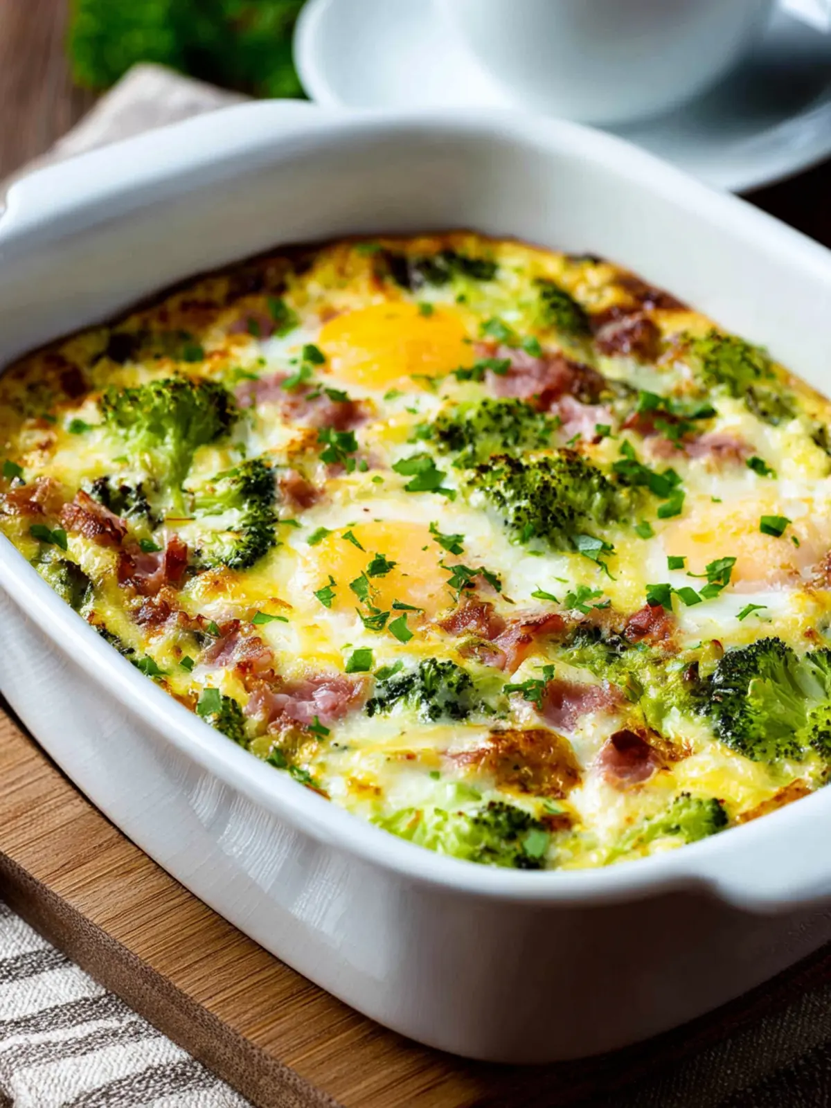 Broccoli, Ham, and Mozzarella Baked with Eggs First Image