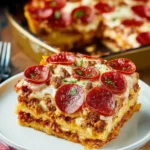 Sausage and Pepperoni Layered Pizza Bake First Image