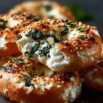 Easy Spinach Cottage Cheese Flagels (Flat Bagels) First Image